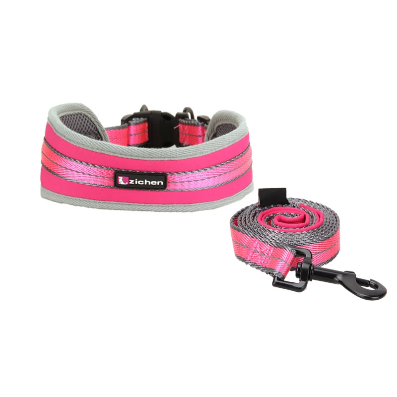 Светоотражающий собачий ошейник поводок регулируемый нейлоновый плотный