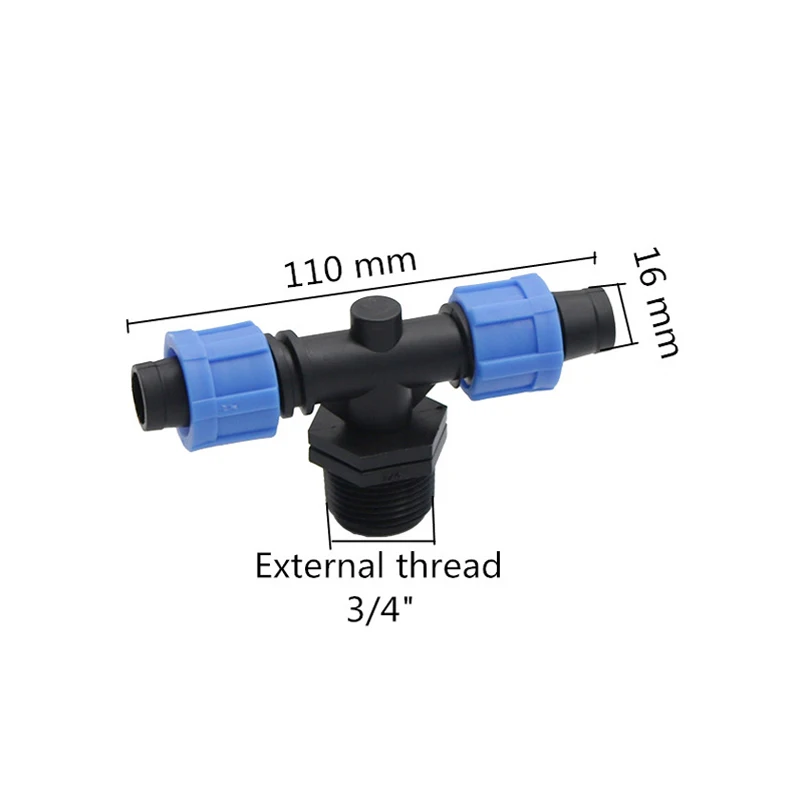 OD 3I4 to 16mm Tee 30 шт. садовые соединители для воды 16 мм капельная лента прямые тройники Концевая вилка 1/" 3/4" резьба DN17 разветвитель труб - Цвет: OD 3I4 to 16mm Tee