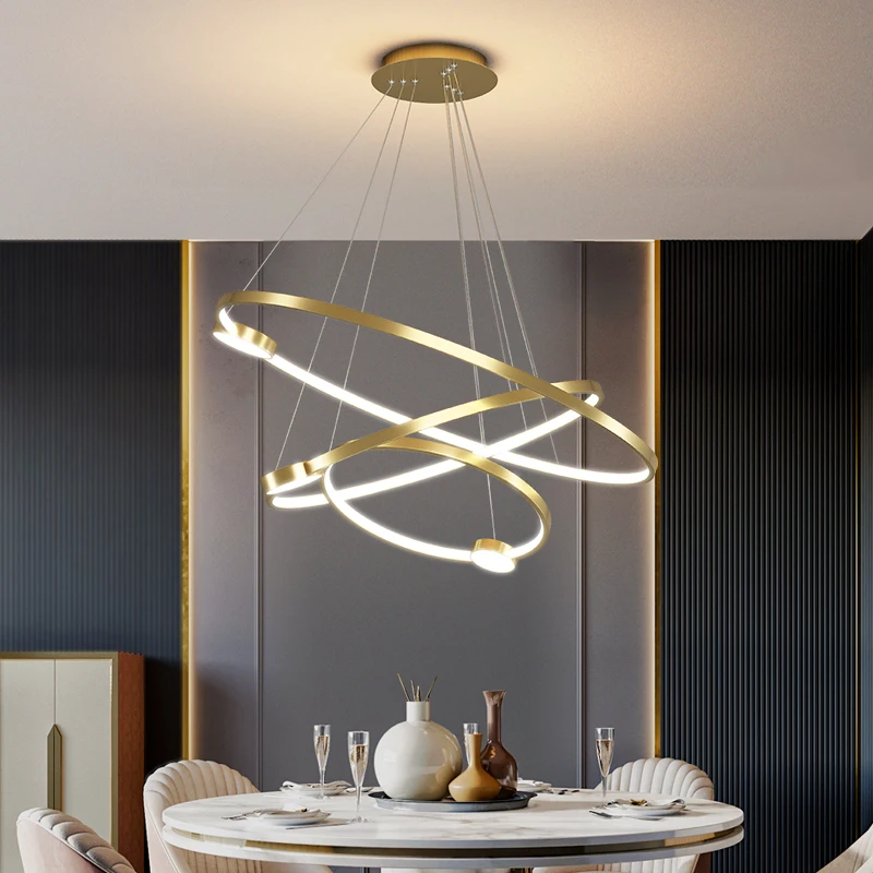 

Black&Gold Modern Round Pendant Light Indoor Art Deco Hanging Lamp For Dining Room Kitchen Living Room Bedroom Led Pendant Light