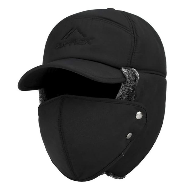 

Trend Winter Thermal Bomber Hats Men Women Fashion Ear Protection Face Windproof Ski Cap Velvet Thicken Couple Hat