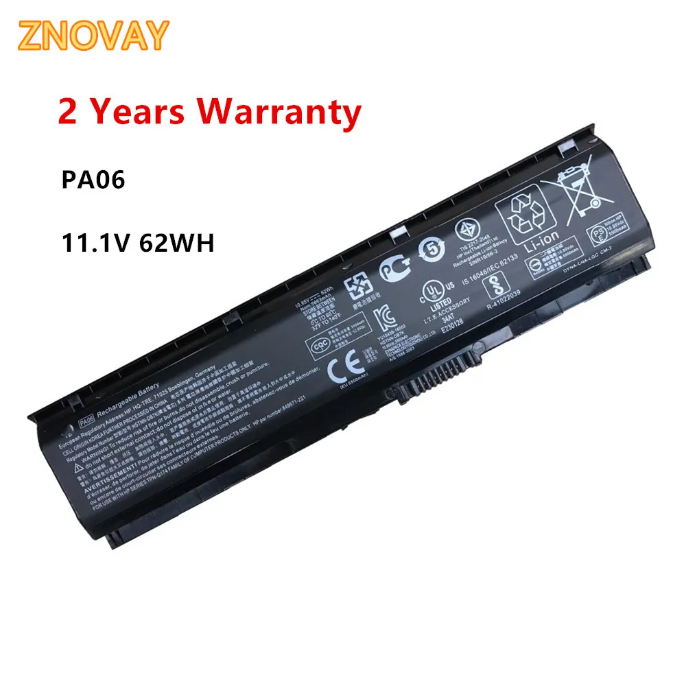 

ZNOVAY PA06 HSTNN-DB7K Laptop Battery For HP Omen 17 17-w 17-ab200 17t-ab00 Series 849571-221 849571-251 11.1V 62WH