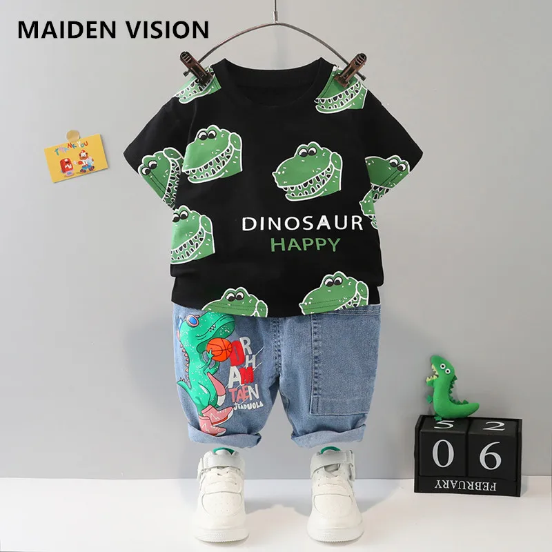 

Baby Clothing Casual 2 Piece Set Toddler Clothes dinosaurT-shirts + Denim shorts Suit For Baby Girl Boy Clothes Summer Set