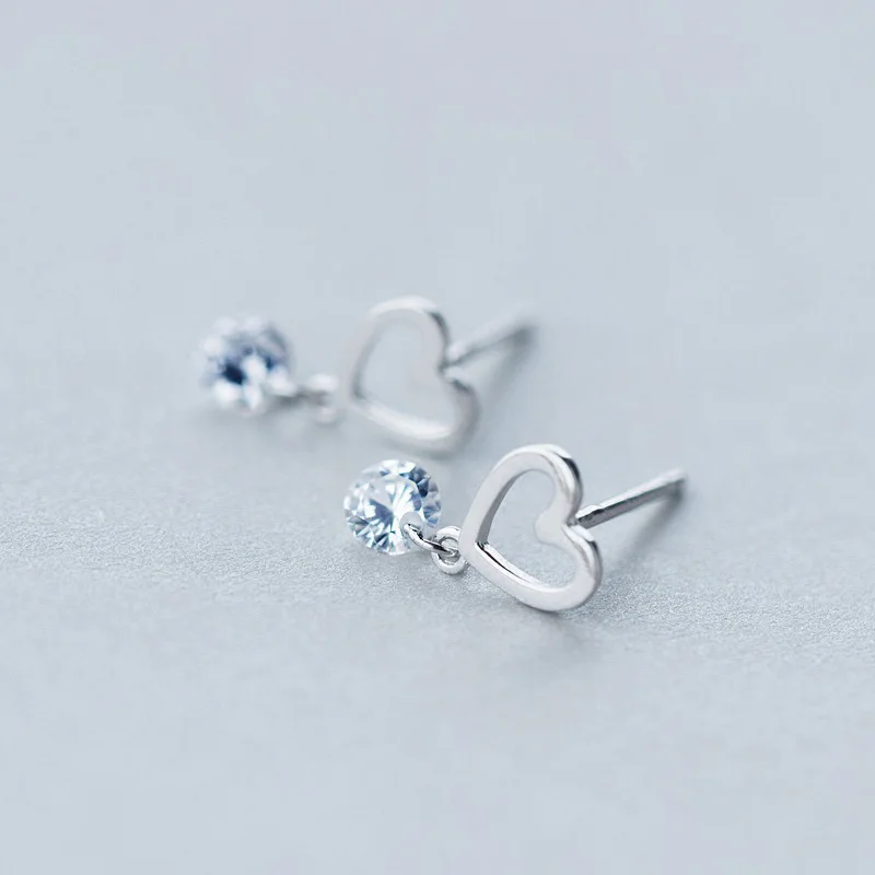 Женские серьги гвоздики из серебра 100% пробы 7 х12 мм|heart stud earrings|fashion earringsstud earrings |