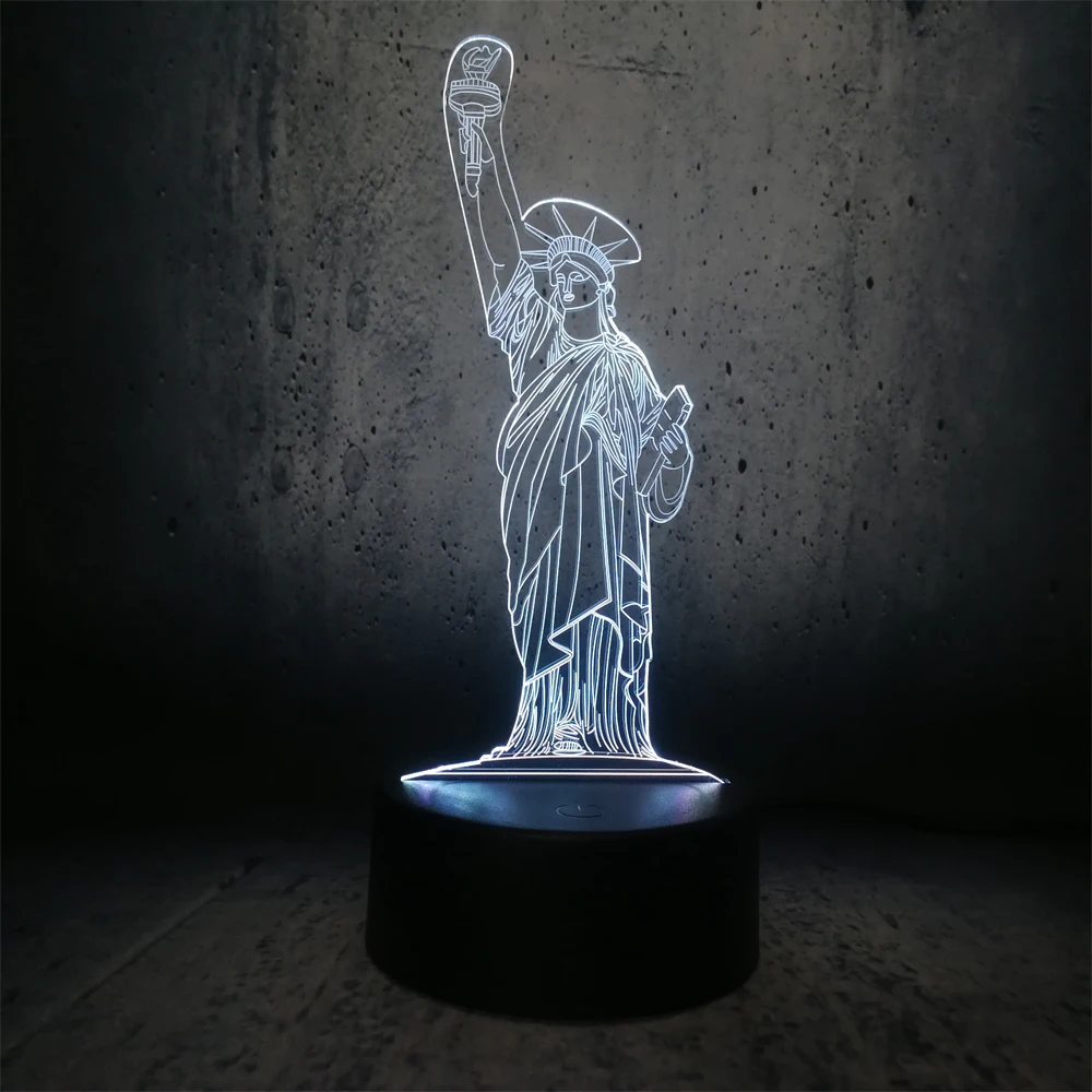 Новая Статуя Свободы 3D USB Светодиодная лампа красочное изменение факел сенсорный