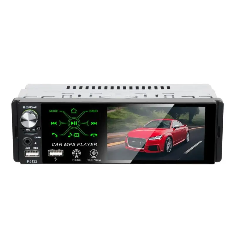 P5132 4,1 дюймов 1 Din емкостный сенсорный экран автомобиля в тире Bluetooth стереонаушники AM FM RDS радио головное устройство MP5 мультимедийный плеер