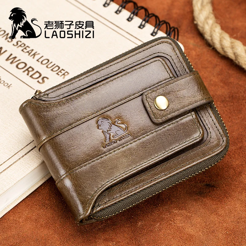 

Money Purses Coin-Bag Clutch Short Men Wallet Genuine Leather Male Purses Man Pocket Bifold Zipper Multifunction Small Fashion