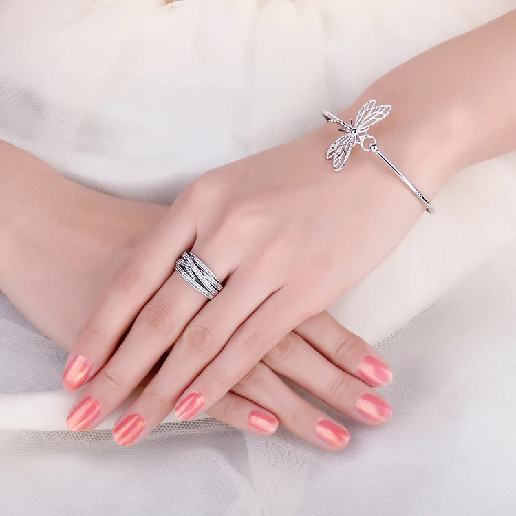 JewelryPalace Аутентичные 925 пробы серебряный Hollow Стрекоза Открыть Браслет Браслеты для Для женщин вечерние Модные Роскошные Ювелирные изделия Подарки