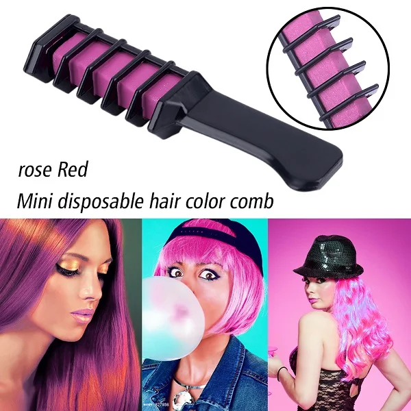 rose red Мини одноразовый персональный салон использования, временная Расческа для окрашивания волос, профессиональные мелки для окрашивания волос, мелок, инструмент для окрашивания волос, пастель - Цвет: rose red