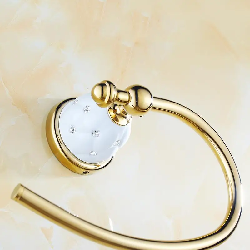 Золотые кольца для полотенец держатель из твердой латуни настенный полка ванной