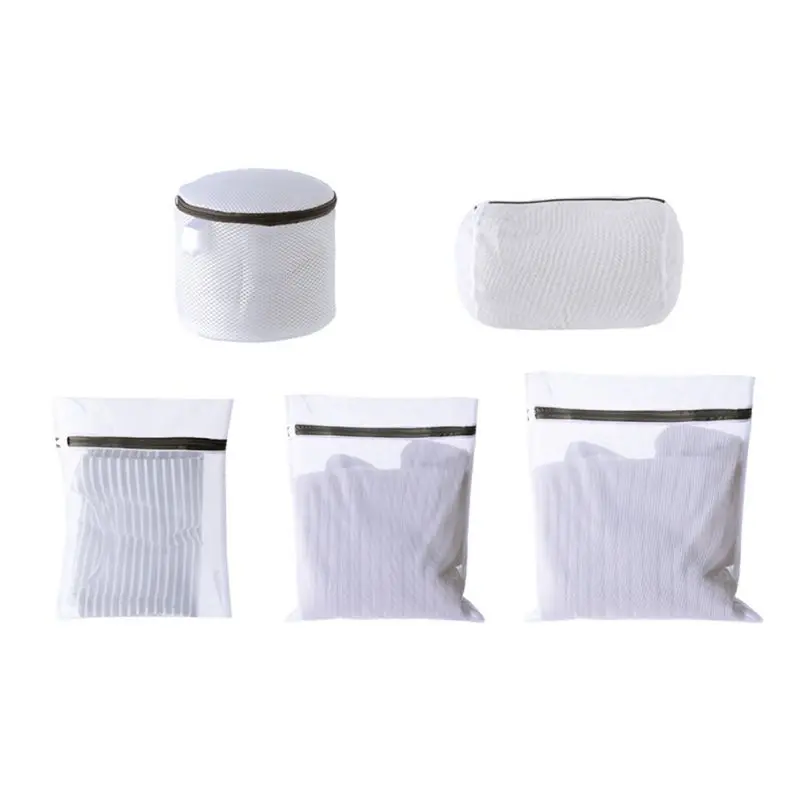 

5PC Mesh Laundry Bags Reusable Net Washing Bags With Zipper Closure For Underwear Lingerie Mesh Net Wash Bags Lingerie Bags