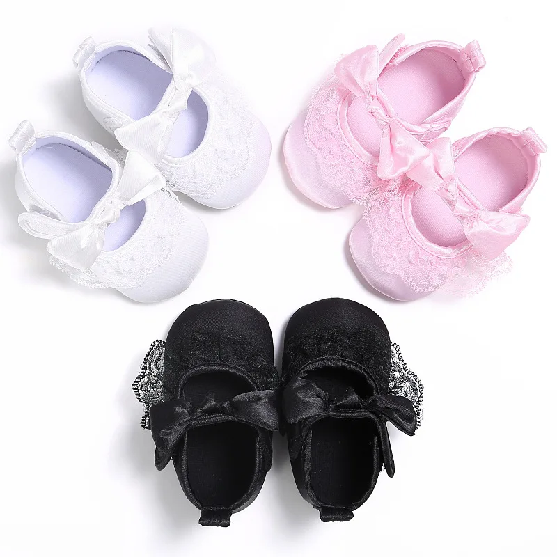 

Infant pure color bud ribbon bow princess baby girl shoes