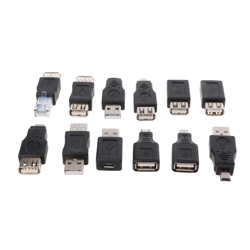 

12 шт./компл. адаптер преобразователя данных OTG USB 2,0 A папа-мама Micro-B Mini-B