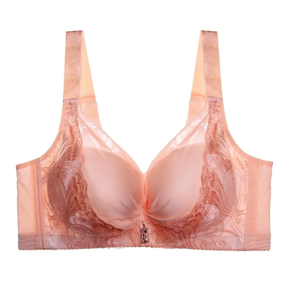 

Plus Size Women Sexy Lace Wireless Padded Push up Bra Adjustable Strap Bralette 2021