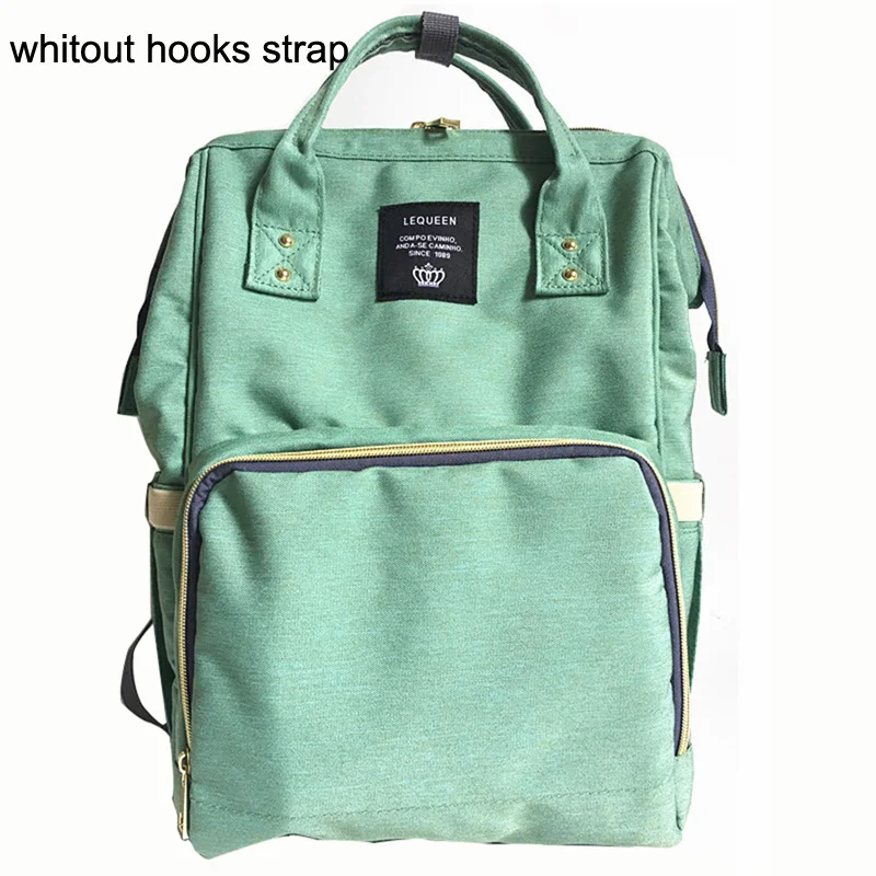 light green Модная сумка для подгузников для мам, крючки для прогулочных колясок, Большая вместительная сумка для детских подгузников, рюкзак для путешествий, дизайнерская сумка для ухода за ребенком - Цвет: light green