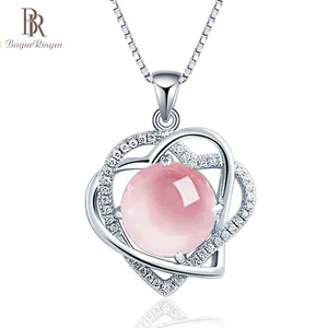 Женское Ожерелье в форме сердца Bague Ringen, подвеска из серебра 925 пробы, 6 цветов на выбор