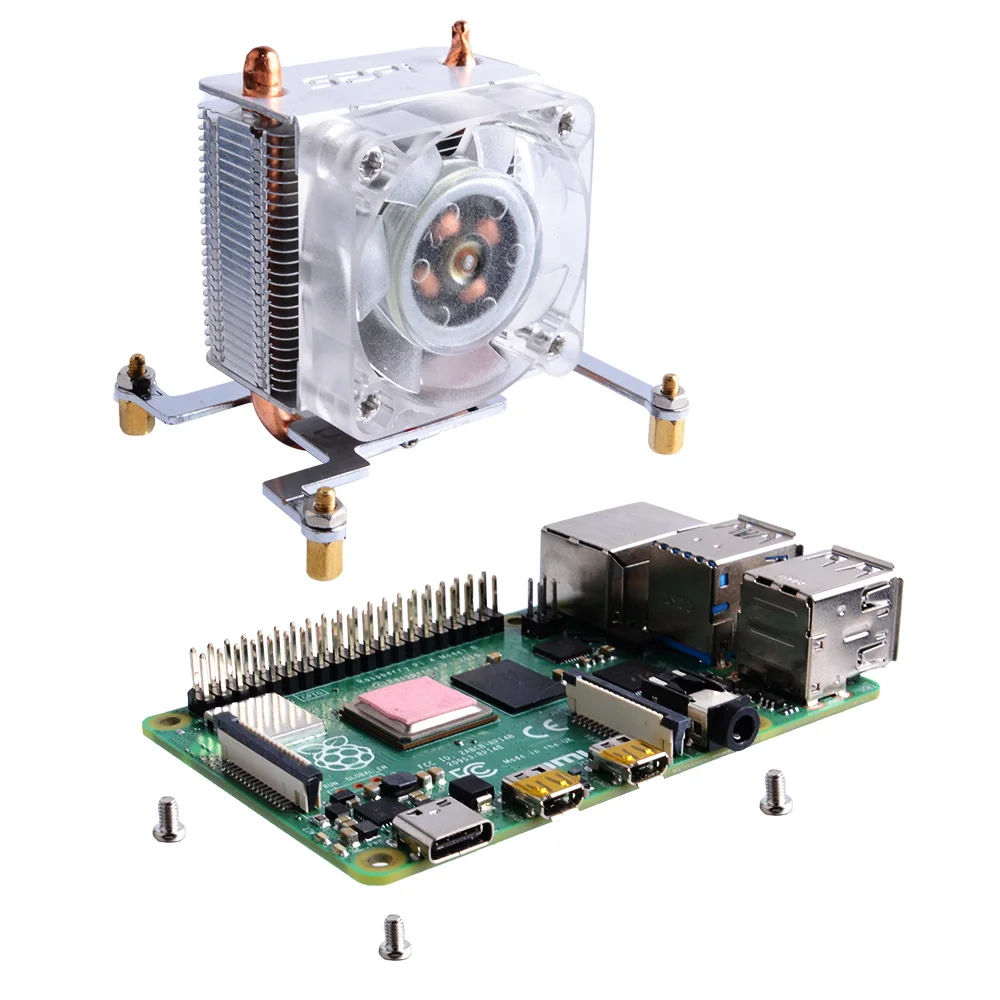 

52Pi Ice Tower Cooling Fan for Raspberry Pi 4 Copper Tube with RGB Fan + Acrylic Plate Case for Raspberry Pi 4 Model B