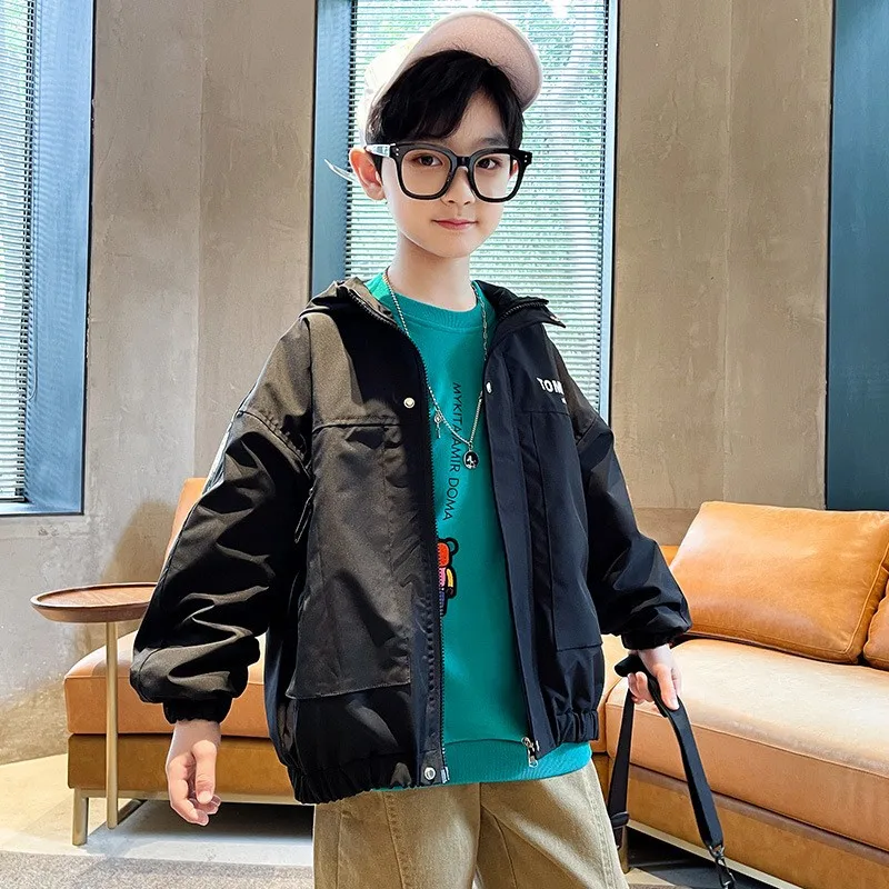 

Spring Jacket For Boys Children Hooded Autumn Windbreaker Teenager Clothes Boys Sport Coat Boys Outfit Zipper Jacket 8 10 12 Yrs