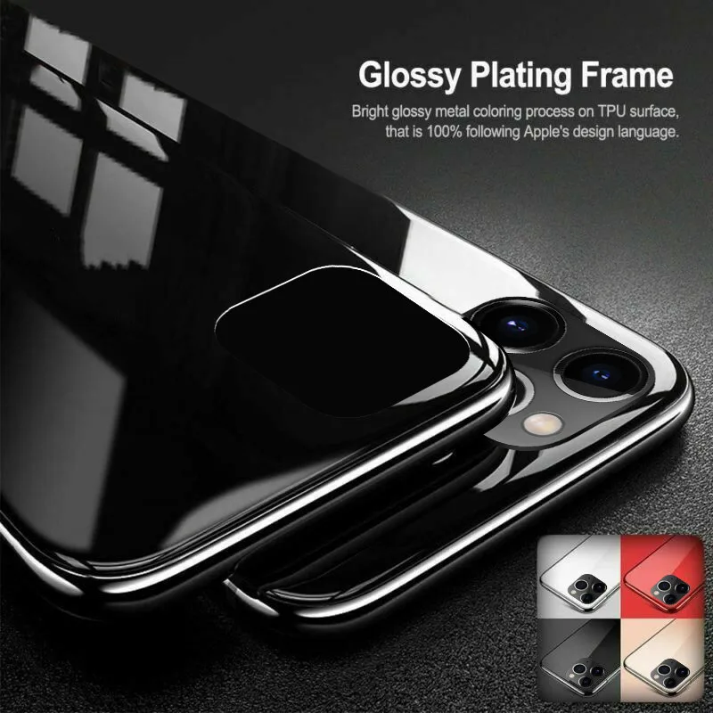 Luxury Electroplated Glass Phone Case For iPhone XS MAX XR X 7 8 6 6s Plus Logo Plating Cover For iPhone 11 Pro Shockproof Case