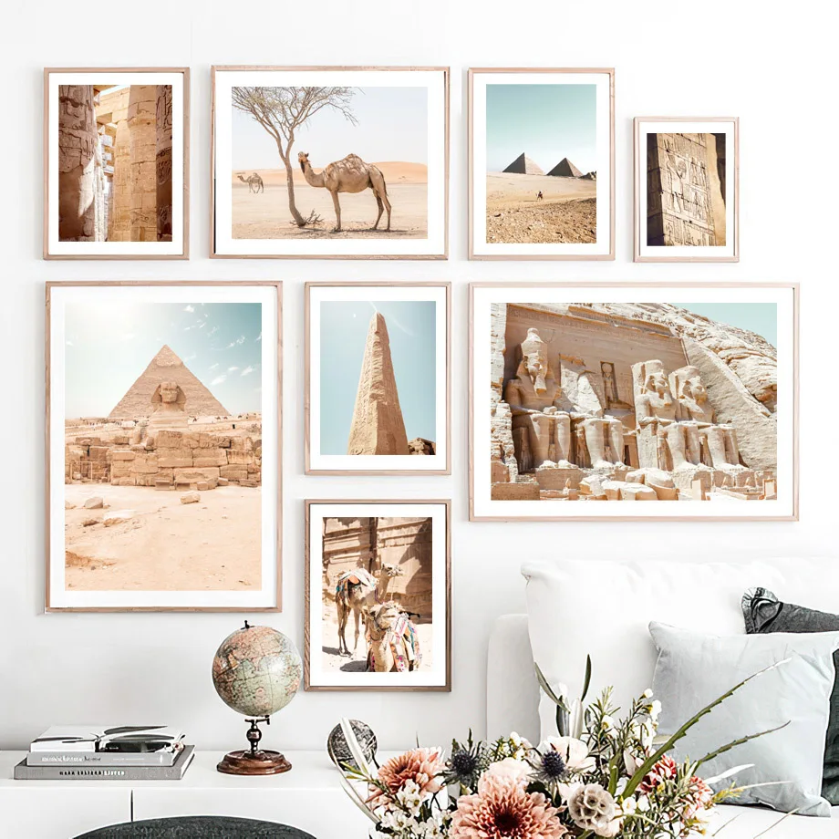 

Egyptian Pyramid Sphinx Desert Camel Tree Wall Art Canvas Painting Nordic Posters And Prints Wall Pictures For Living Room Decor
