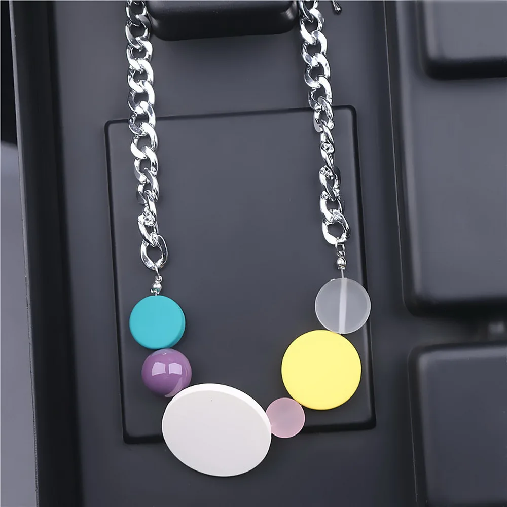 Длинная Серебряная цепочка с подвеской для женщин массивное роскошное ожерелье