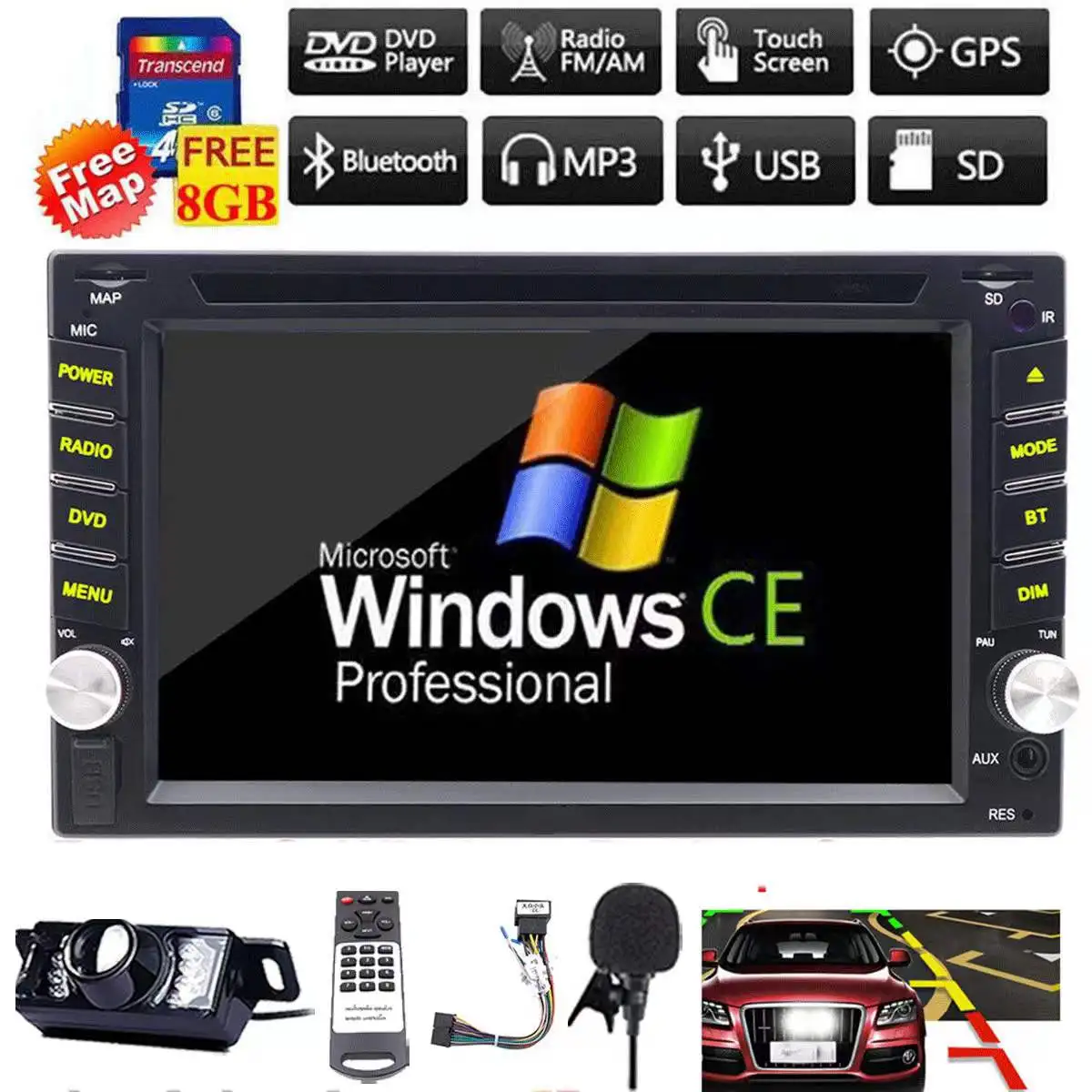 

Backup Camera+GPS Double Din Car Stereo Radio DVD mp3 Player Bluetooth