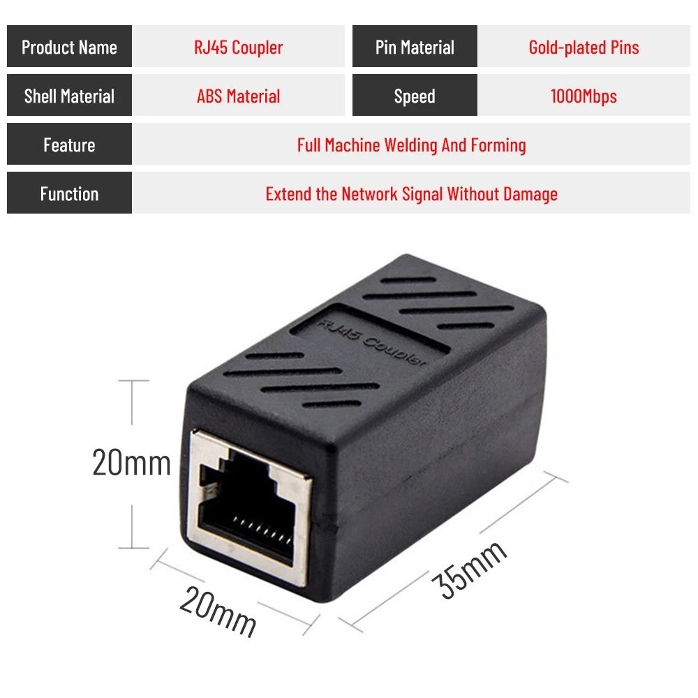 Соединитель RJ45 2 шт. удлинитель сети Ethernet-кабель адаптер гигабитный интерфейс