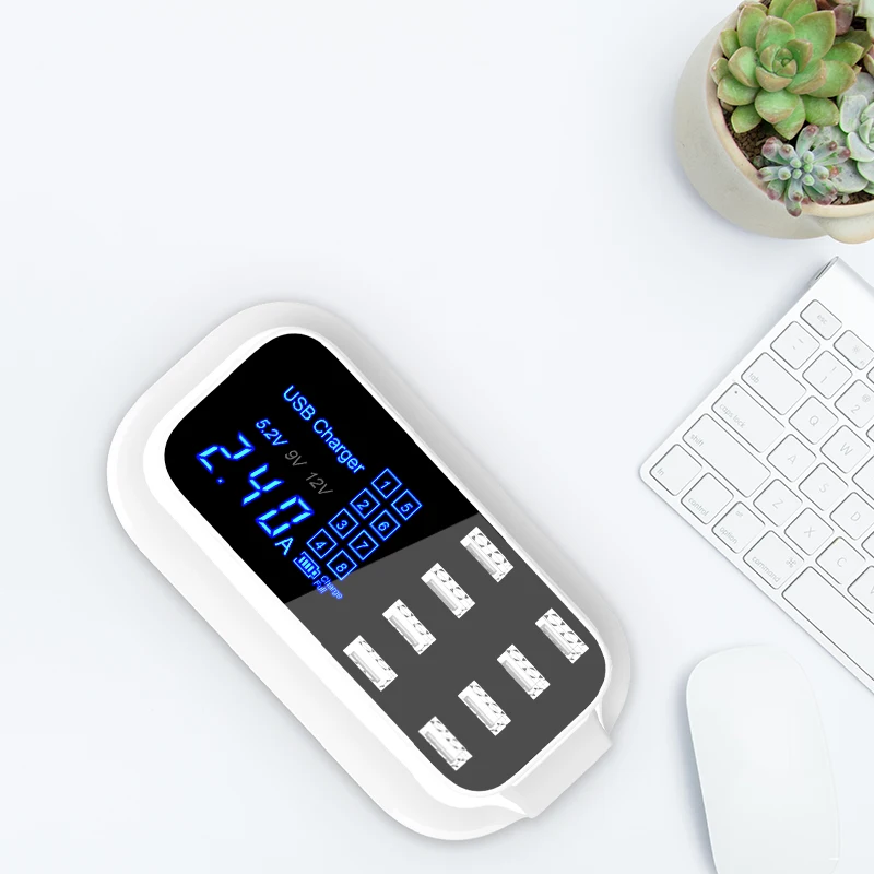 Новое модное Зарядное устройство USB с 8 портами светодиодный дисплей быстрая