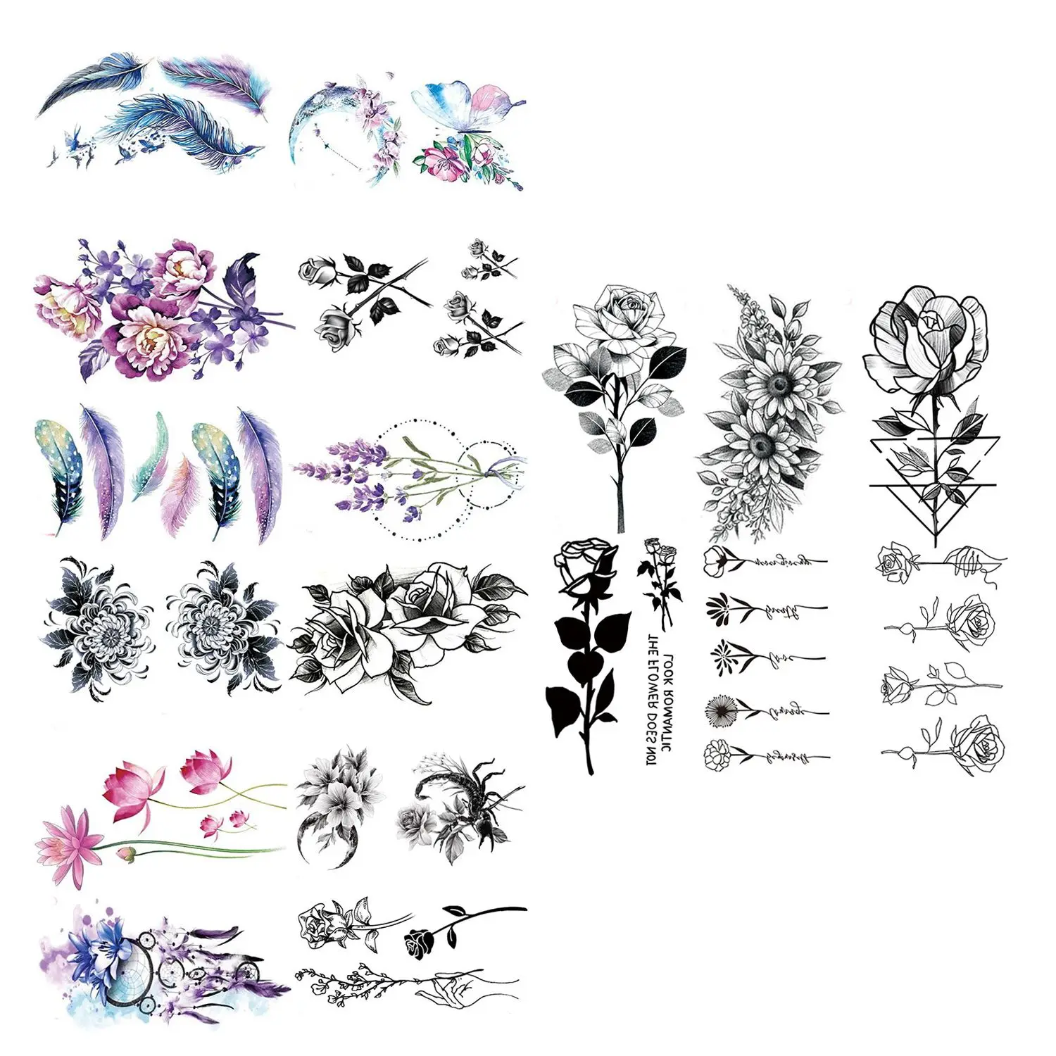 

Водостойкая временная татуировка под грудью и плечами, наклейка для тела, ног, рук, цветок, черная роза, бабочка