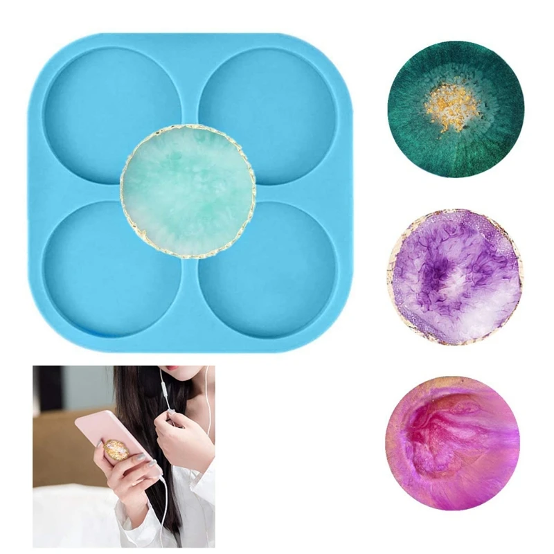

4/6 Cavity Circle Phone Grip Epoxy Resin Mold On Top Phone Socket Silicone Mould DIY Crafts Jewelry Casting Tools