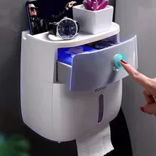 Toilet Paper Holder Waterproof Plastic  Wall Mounted Bathroom Phone Storage Shelf Tray Storage Box Portable Toilet Roll Holder