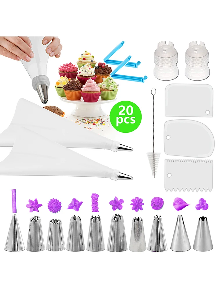 20 шт./компл. Набор насадок для кондитерского мешка сделай сам скребок конвертер