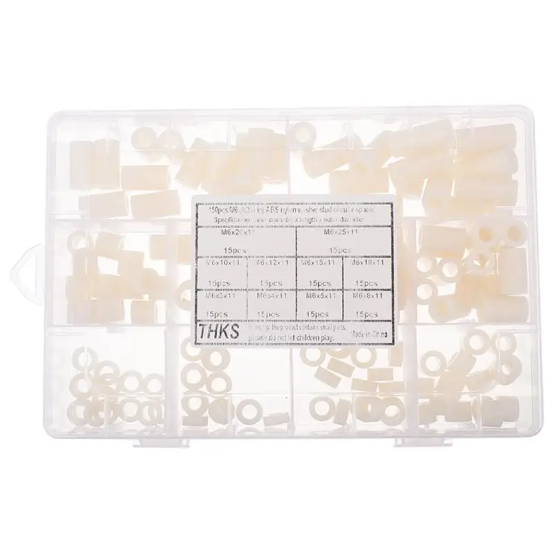 

150 Pcs Washer Screw Sleeve Nylon Round Spacer Standoff Screw Nut Assortment Kit