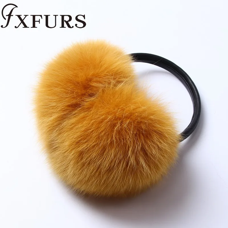 Женские меховые наушники FXFURS модные милые большие из лисьего меха теплые ушанки
