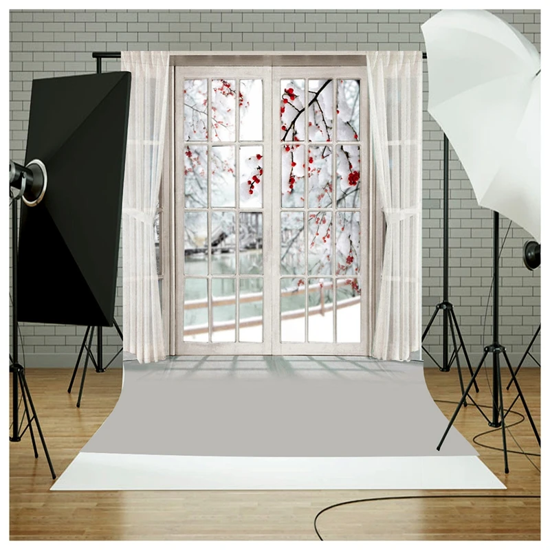 

3x5FT Photography Backdrop Blossom Flower Window Curtain Studio Photo Background