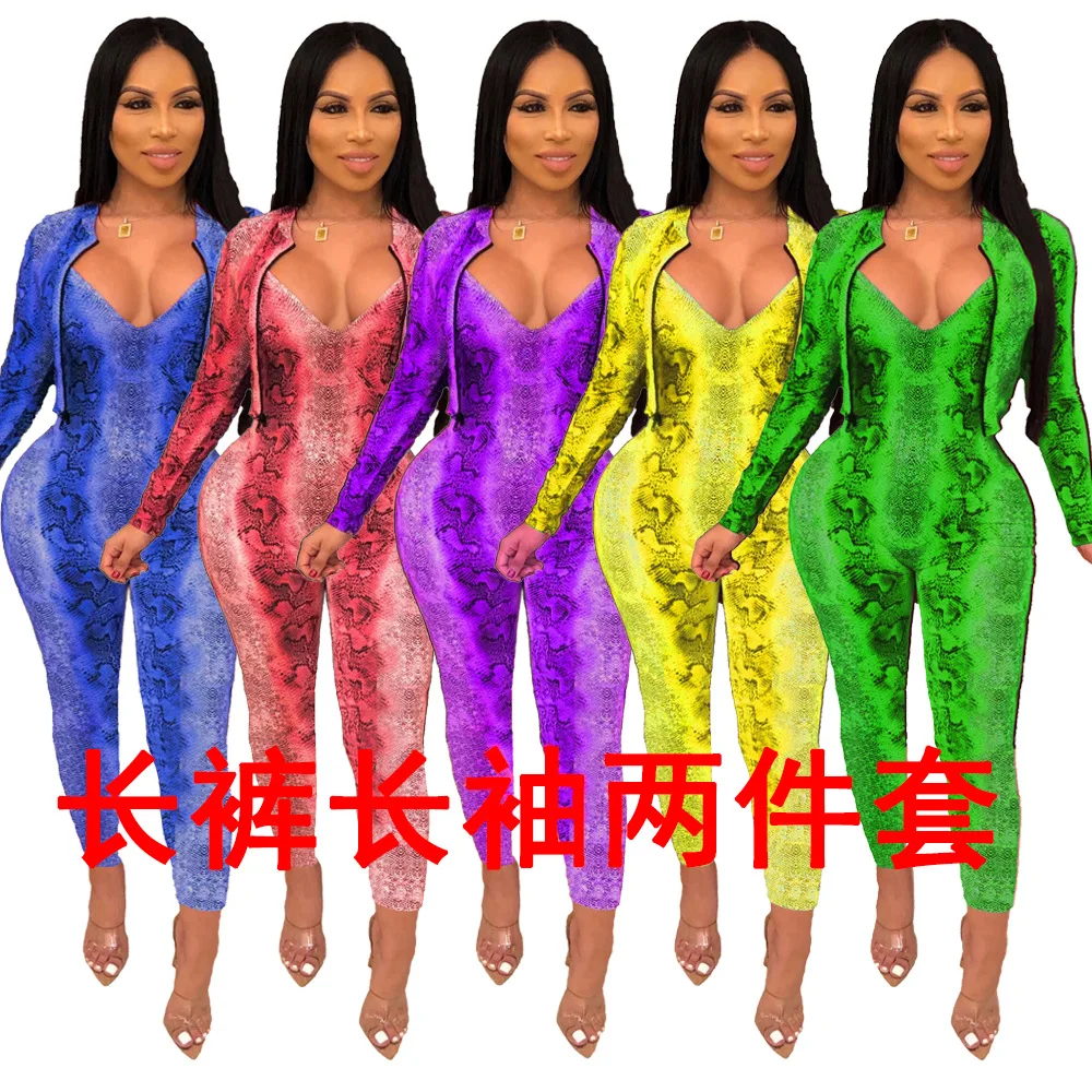 Женский костюм боди короткое пальто два предмета модный сексуальный из змеиной