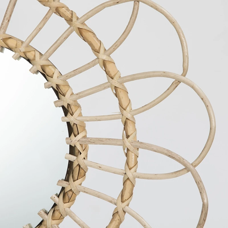 

B2RB Rattan Innovative Art Homestay Decoration Makeup Mirror Dressing Bathroom Wall Hanging Mirrors