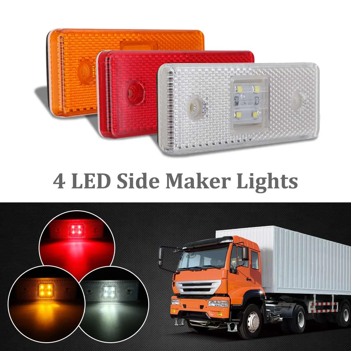

12V 24V Car Truck Led Side Marker Light Reflector Lamp External Light Signal Lamp Trailer Bus lorry