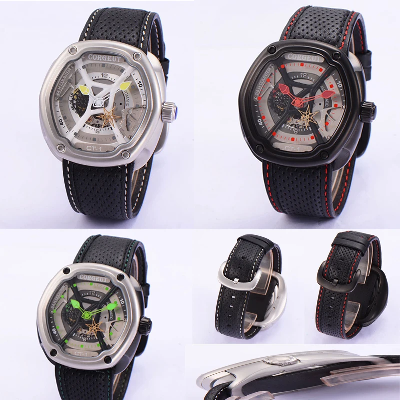 Мужские автоматические спортивные механические часы с серым циферблатом 46