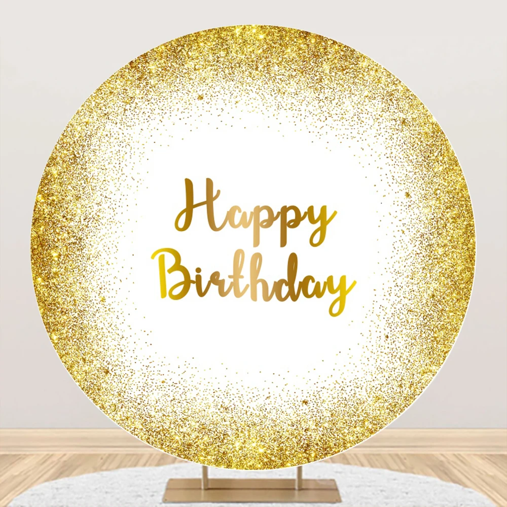 

Round Backgrounds For Photography Golden Dots Birthday Party Theme Customized Banner Stage Circle Backdrop Photocall Photostudio