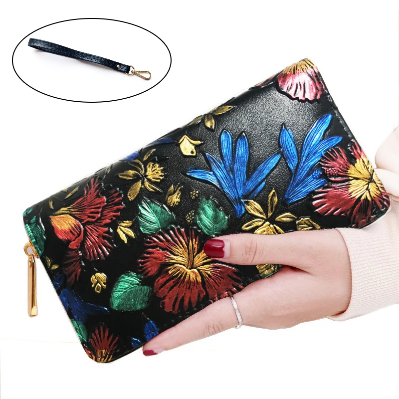 Ретро Для женщин Длинный кошелек с отделение для монет на молнии Роскошные