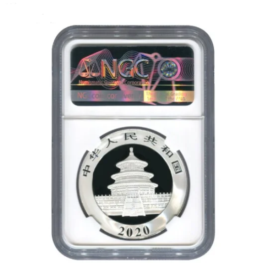 2020 Китай 30 г. 999 Серебряная панда ¥ 10 монета NGC 70