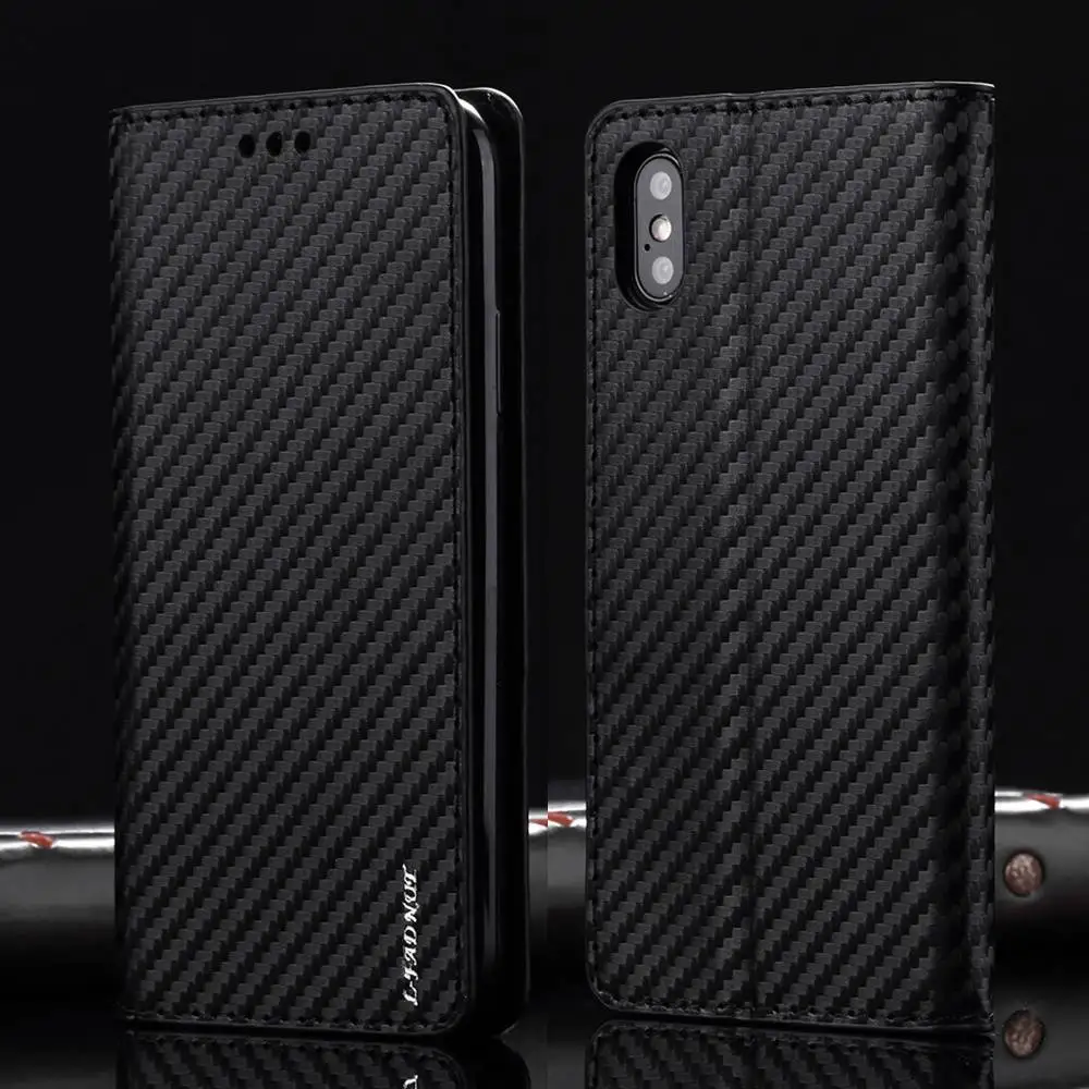 Carbon Fiber Pattern L-FADNUT кожаный чехол-книжка из углеродного волокна для iPhone 7, 8, 6, 6S Plus, 5, 5S, SE, слот для карт, чехол-кошелек для iPhone Xr X Xs, 11 Pro Max - Цвет: Carbon Fiber Pattern