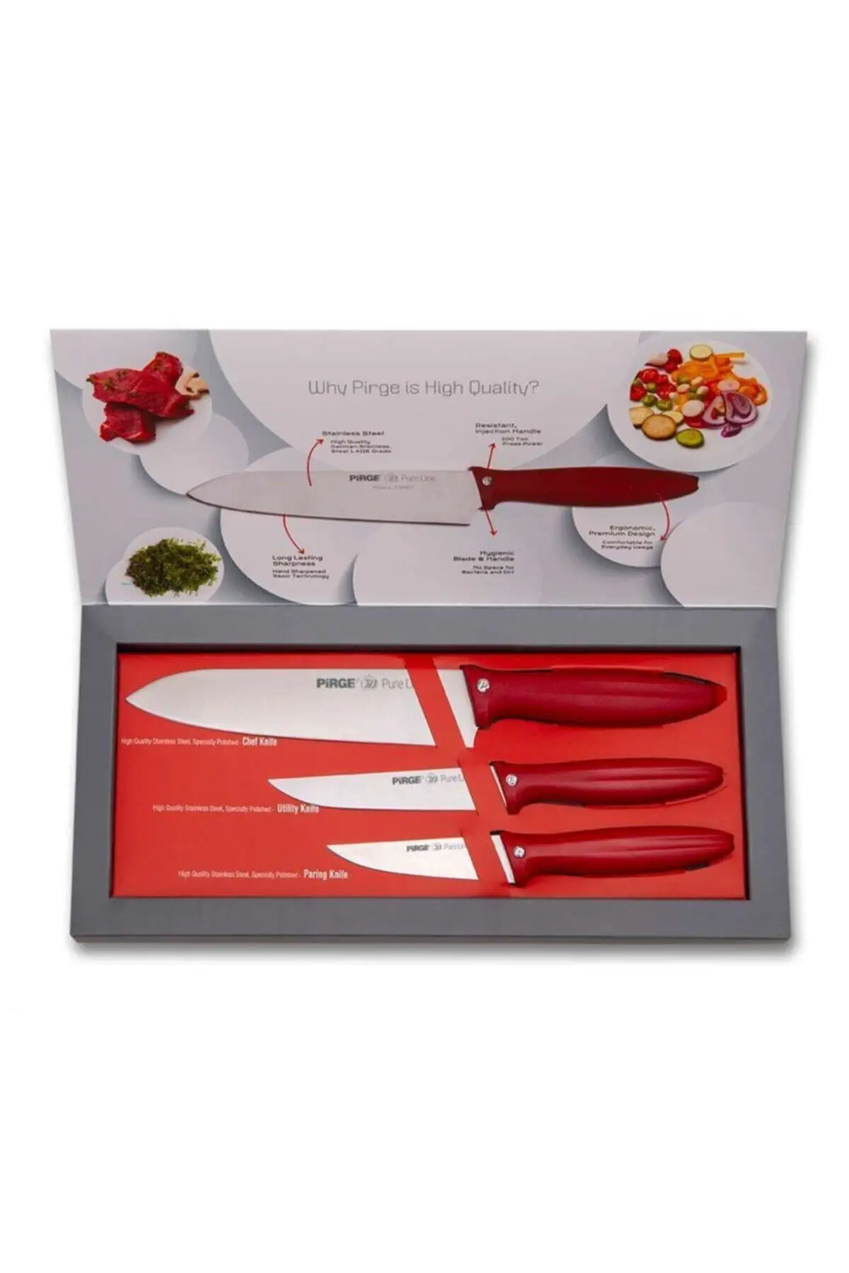 

Pure Line 3 Pcs Stainless Steel Chef Knife Set