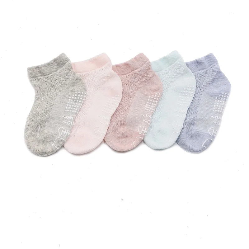 Calcetines transpirables antideslizantes para beb&eacute; y ni&ntilde;a, medias de algod&oacute;n para el hogar, 3 par/lote-2