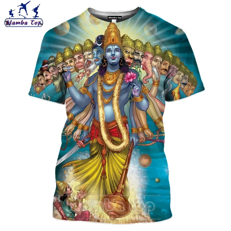 Топ Mamba 3D печать Бог разрушения Shiva футболка вера хиндуизм брама Мужская бык езды