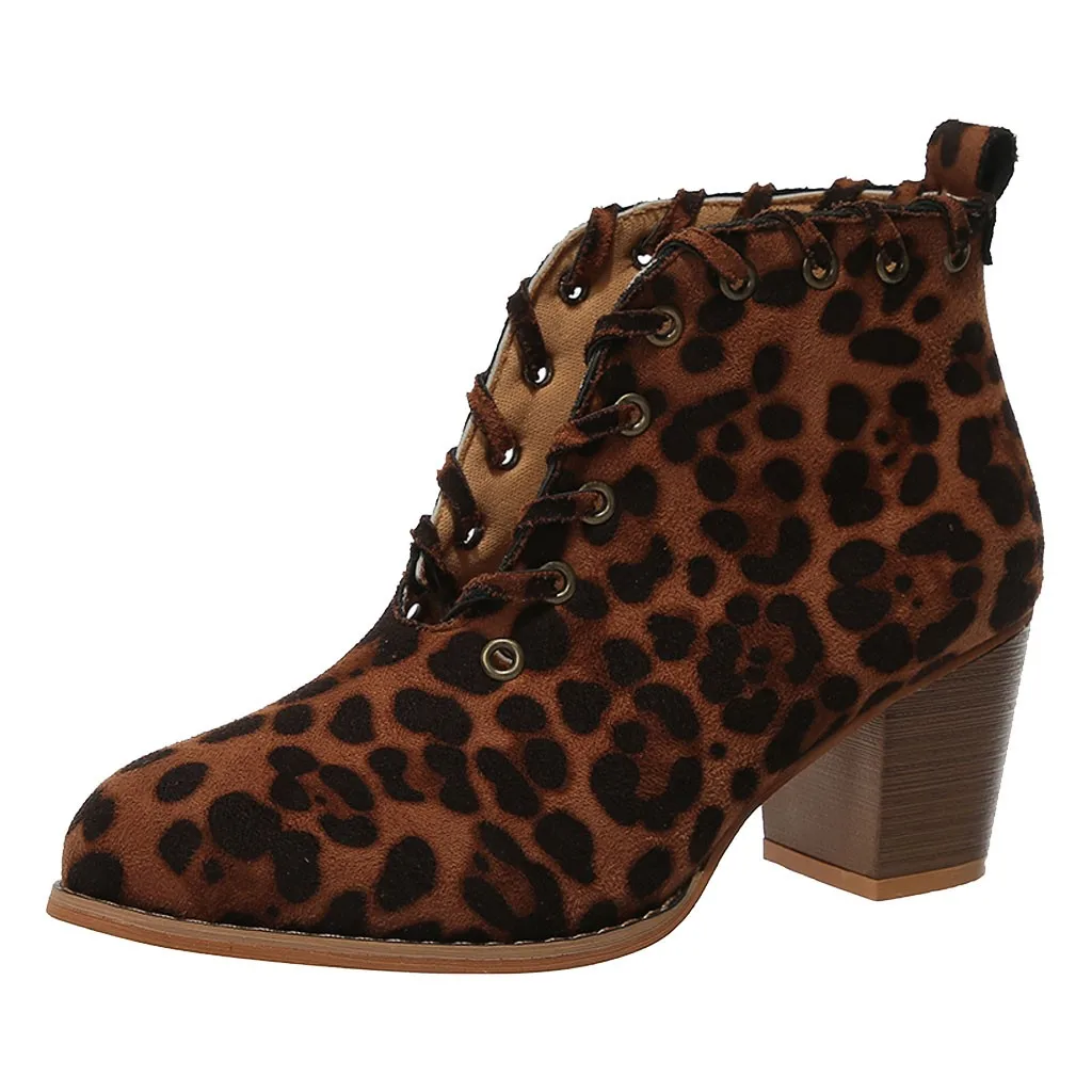 Женские ботильоны с леопардовым принтом Модные женские в стиле ретро