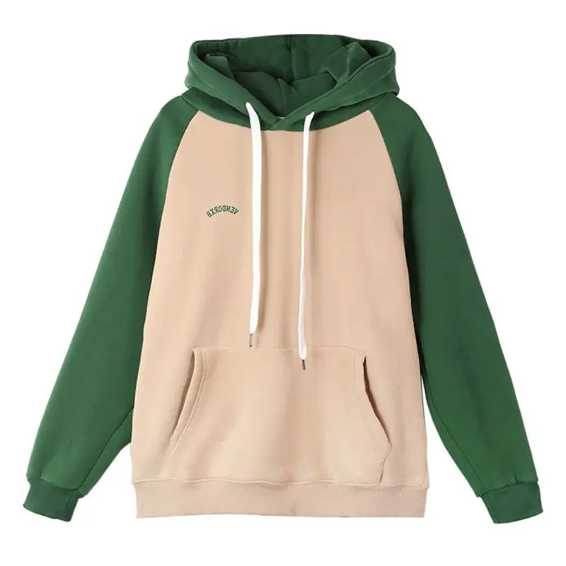 

Patchwork Hoodie Sweatshirt Women Autumn Long Sleeve Drawstring Hoodies Sweatshirt Letter Print Womens Clothes