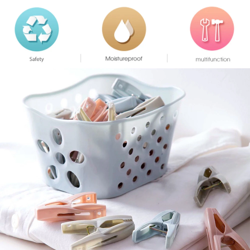 

30pcs Clothes Pegs Plastic Laundry Clothes Pins with Basket Heavy Duty Plastic Laundry Hanging Clips Hanger Drying Racks