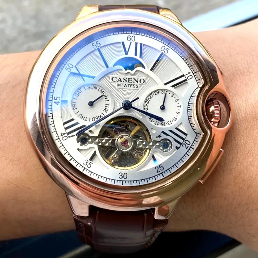 

Часы наручные мужские автоматические, роскошные брендовые механические водонепроницаемые с календарем и месяцем