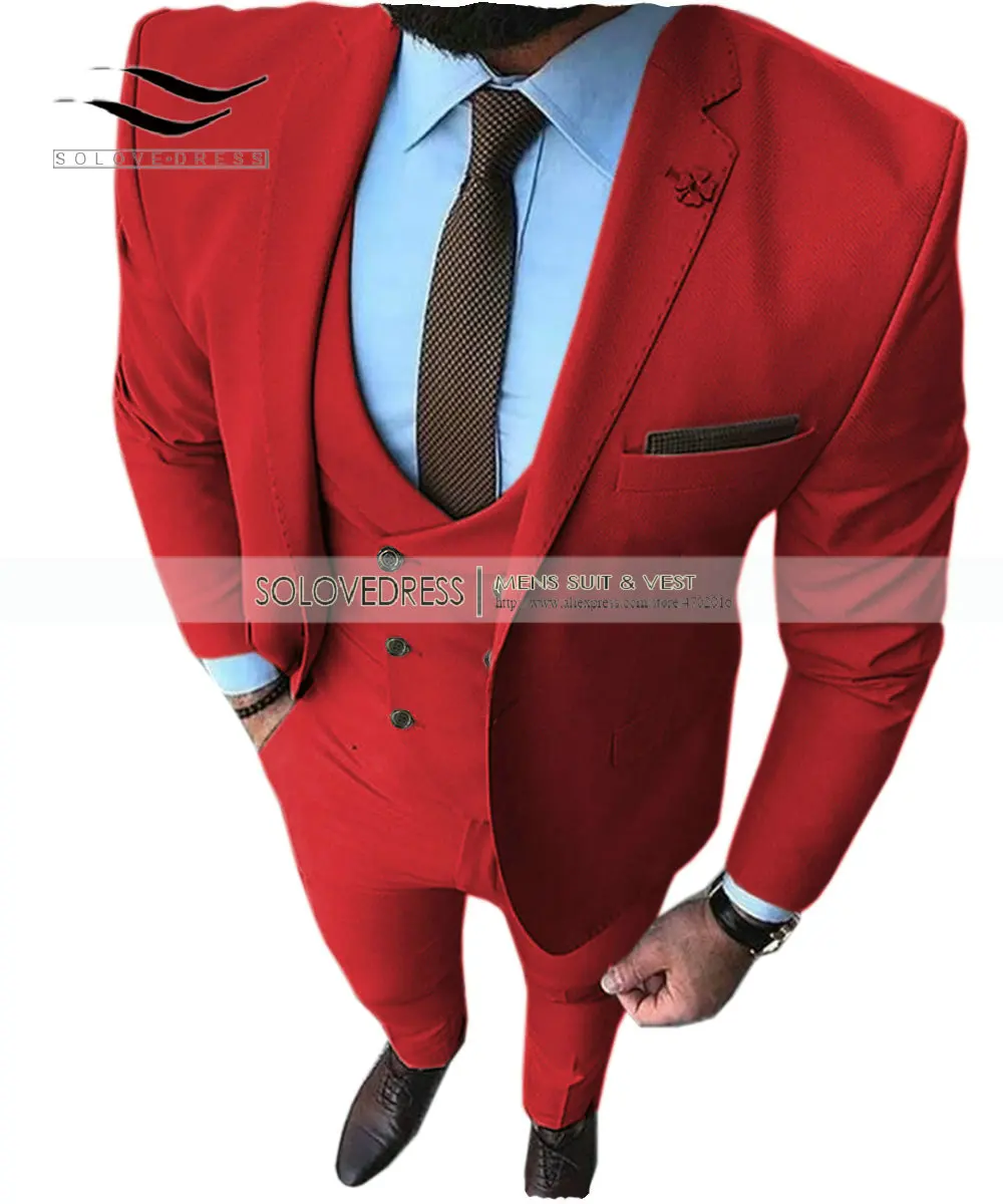 Solovedress Shawl Lapel Vest Mens Prom Wedding Suit 3 Pieces Notch Casual Premium Tuxedos Wool Blend Tweed Blazer Pants | Свадьбы и